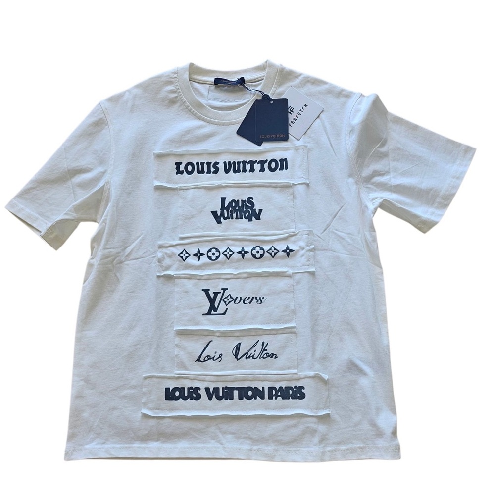 Louis Vuitton White and Black Logo Tee